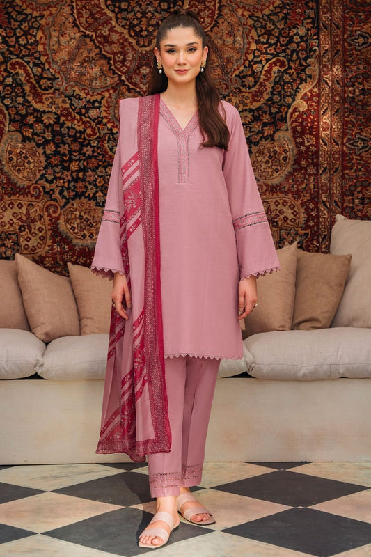 ZIVA - 3PC LAWN EMBROIDERED SHIRT WITH DIAMOND PRINTED DUPATTA AND TROUSER-TANA-5227