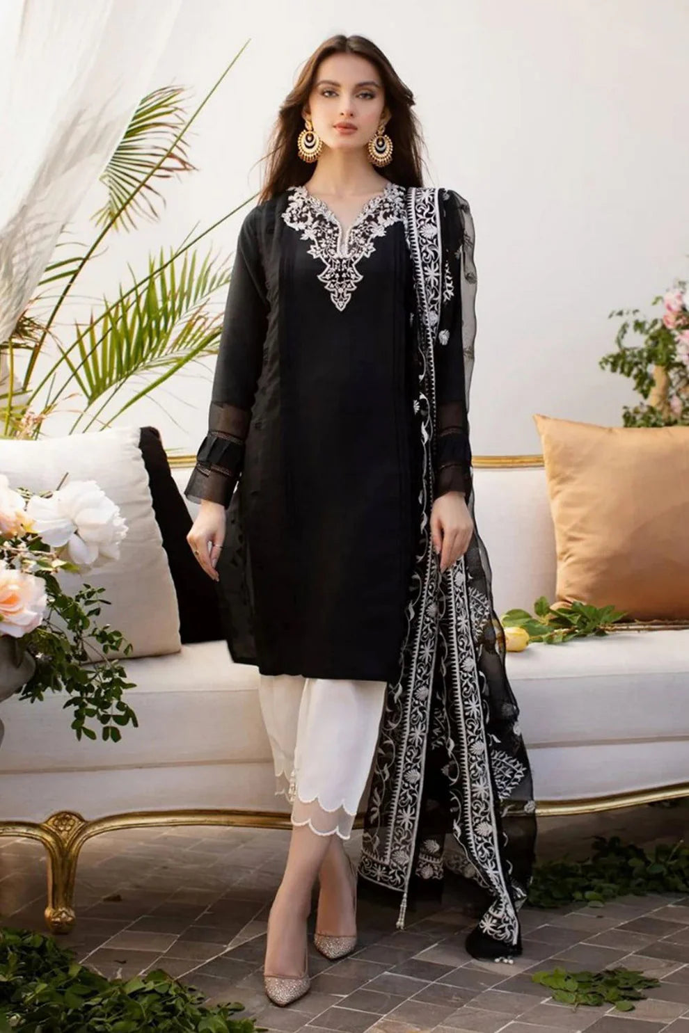 JAZMIN- 3PC LAWN HEAVY EMBROIDERED SHIRT WITH ORGANZA EMBROIDERY DUPATTA-TANA-5298