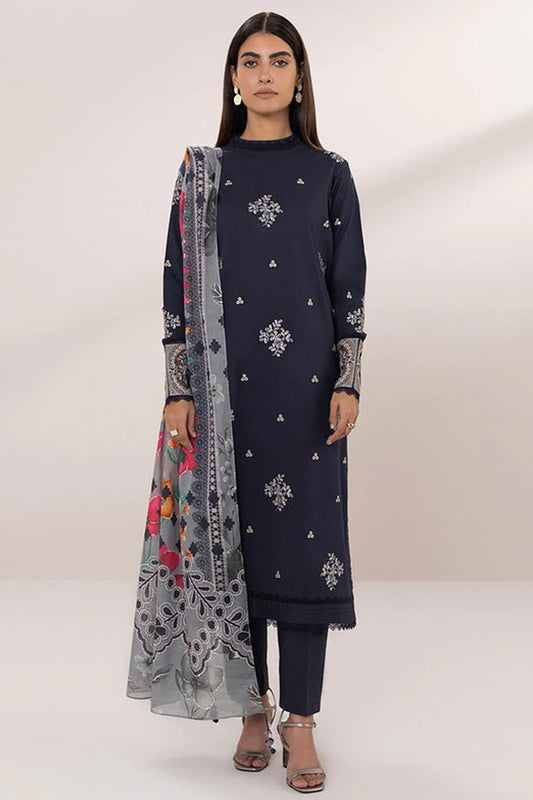 SAPPHIRE- 3PC LAWN EMBROIDERED SHIRT WITH DIAMOND PRINT DUPATTA-TANA-5279