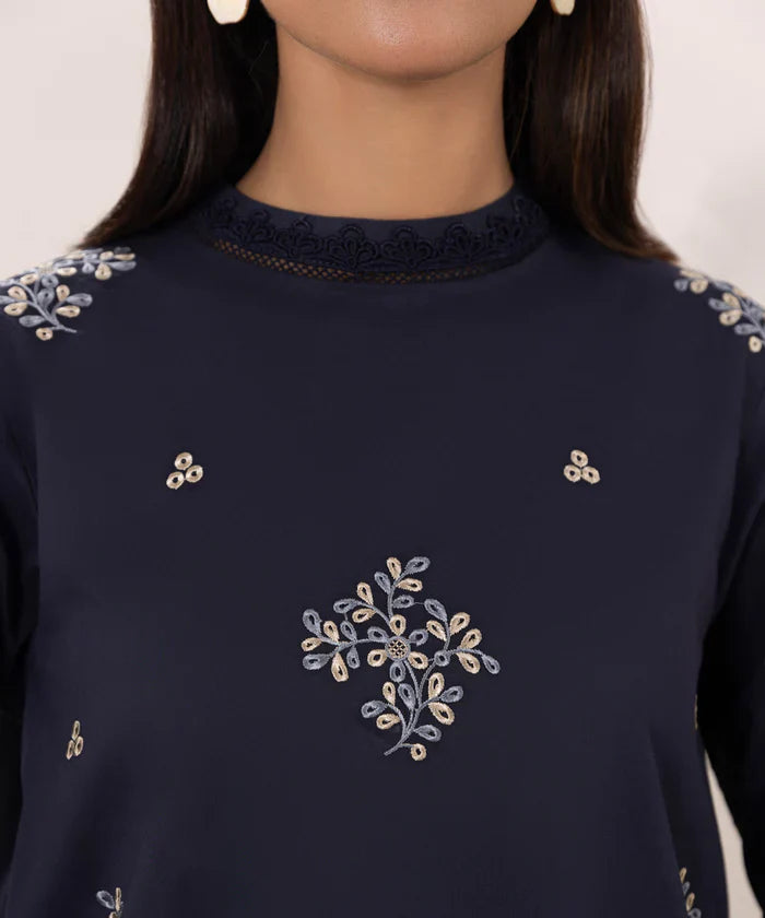 SAPPHIRE- 3PC LAWN EMBROIDERED SHIRT WITH DIAMOND PRINT DUPATTA-TANA-5279