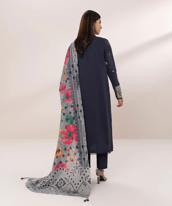 SAPPHIRE- 3PC LAWN EMBROIDERED SHIRT WITH DIAMOND PRINT DUPATTA-TANA-5279