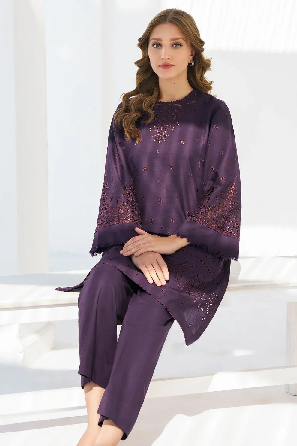 JAZMIN - 2PC LAWN EMBROIDERED SHIRT WITH TROUSER-TANA-5256