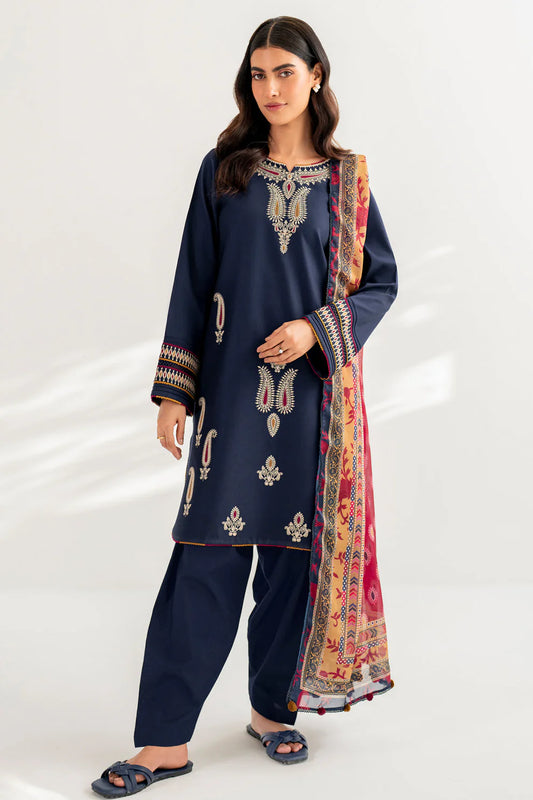 JAZMIN-3PC LAWN EMBROIDERED SHIRT WITH DIAMOND PRINT DUPATTA & TROUSER-TANA-5273