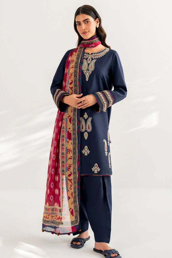 JAZMIN-3PC LAWN EMBROIDERED SHIRT WITH DIAMOND PRINT DUPATTA & TROUSER-TANA-5273