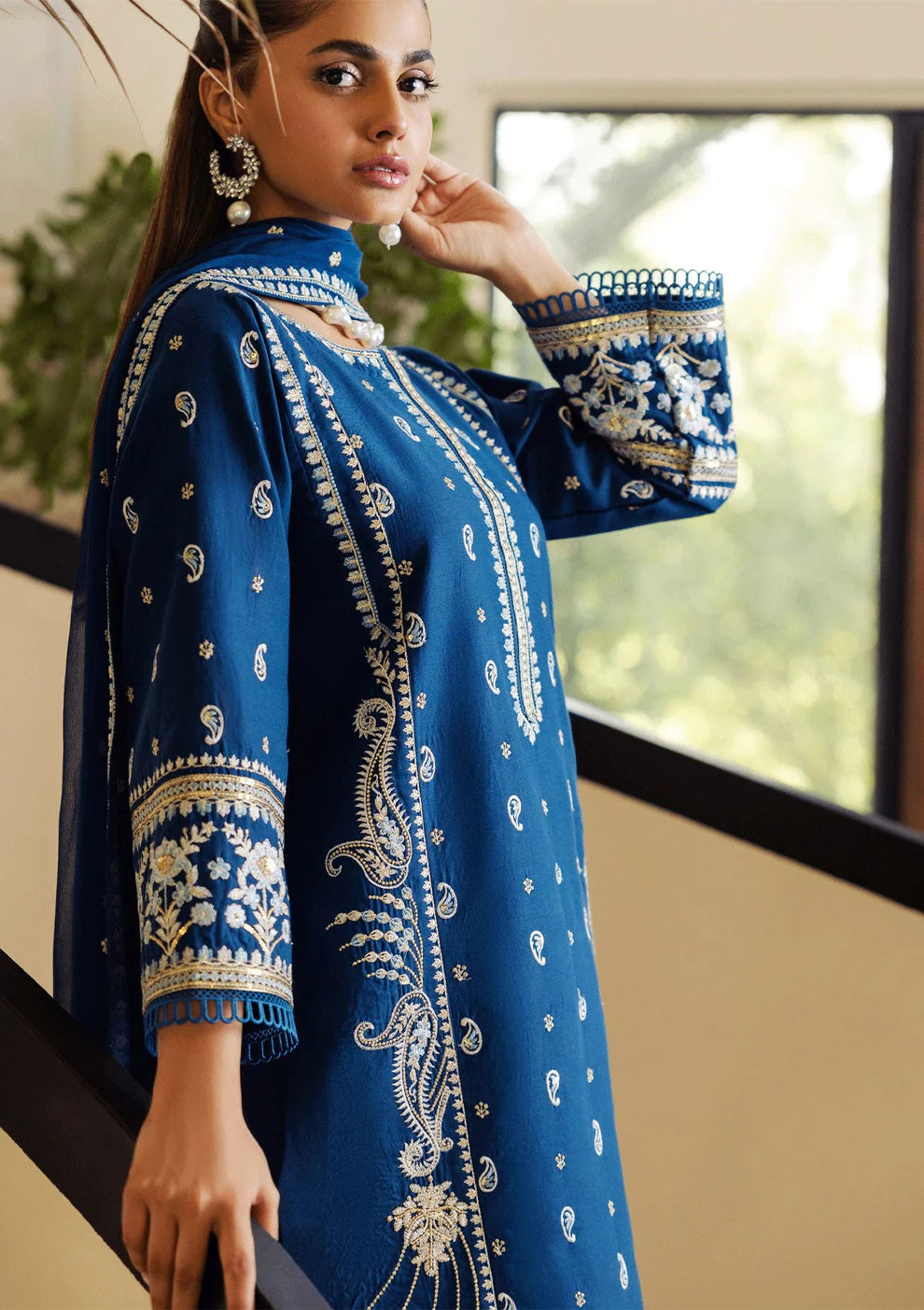 SO KAMAL- 3PC DHANAK EMBROIDERED SHIRT DHANAK EMBROIDERED DUPATTA AND TROUSER-TANA-1697