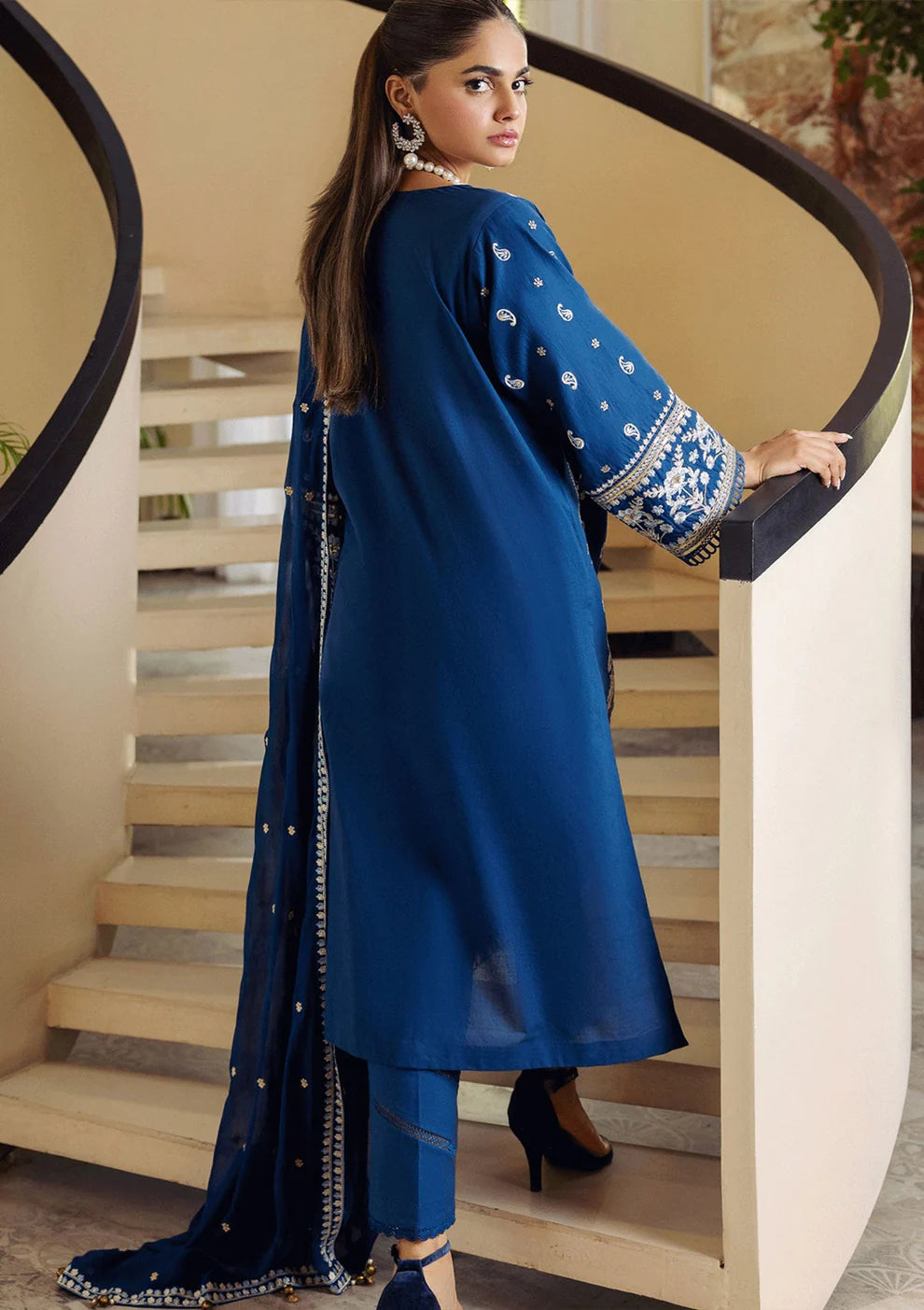 SO KAMAL- 3PC DHANAK EMBROIDERED SHIRT DHANAK EMBROIDERED DUPATTA AND TROUSER-TANA-1697