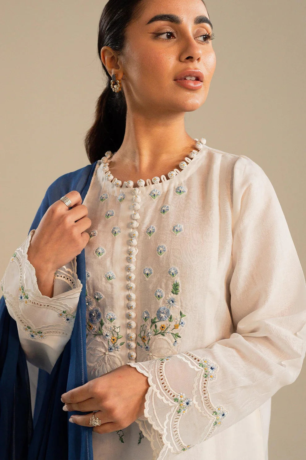 ZAHRA SHAHJAHAN 3PC DHANAK EMBROIDERED SHIRT WITH BAMBER CHIFFON EMBROIDERED DUPATTA AND TROUSER-TANA-1677