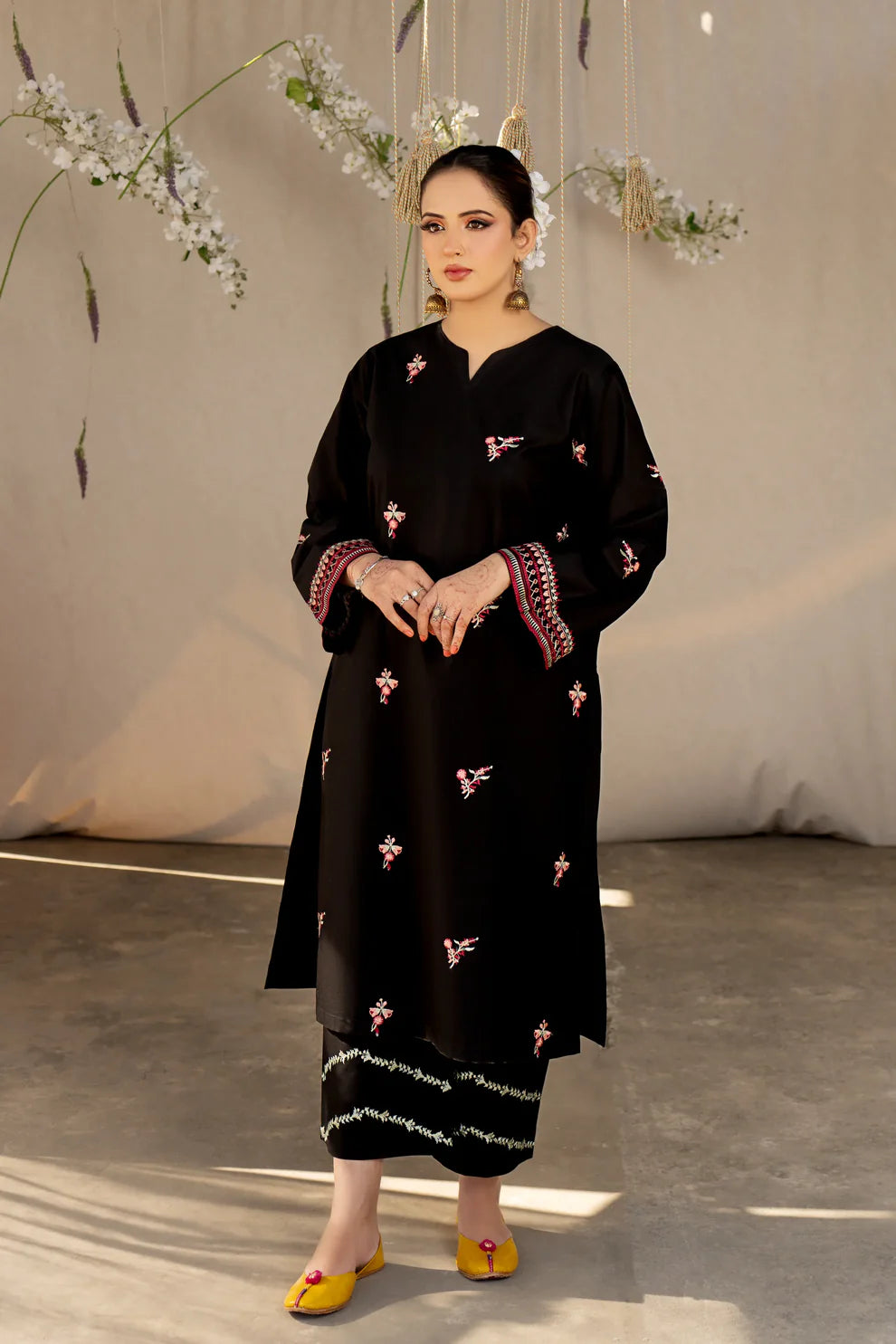 URGE- 2PC LAWN HEAVY EMBROIDERED SHIRT EMBROIDERED SLEEVES AND TROUSER-TANA-5454