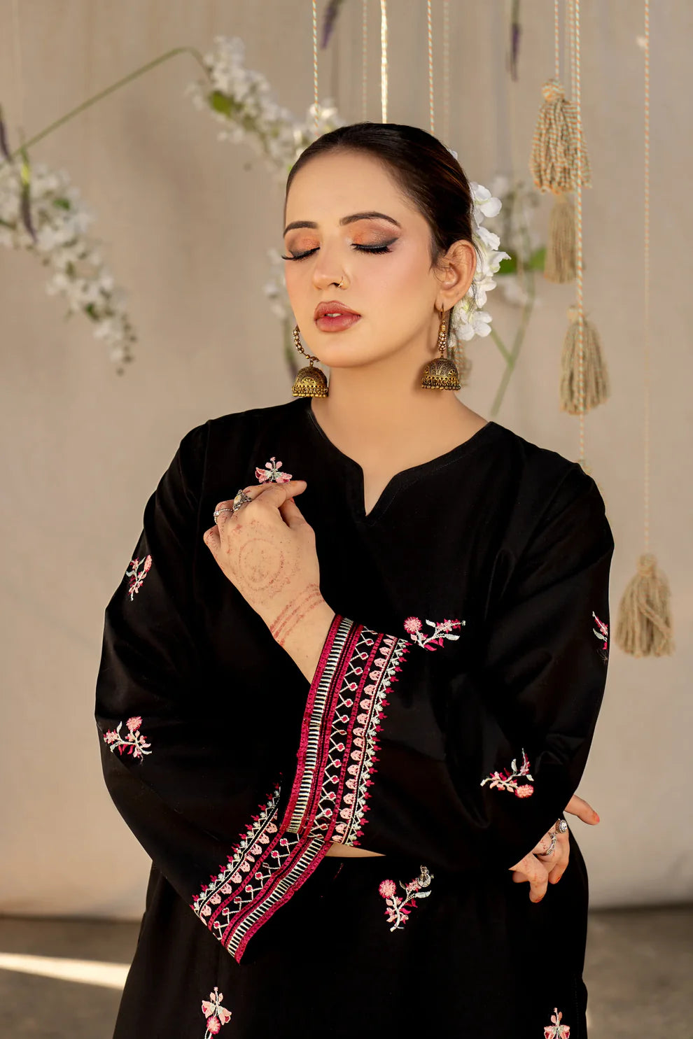 URGE- 2PC LAWN HEAVY EMBROIDERED SHIRT EMBROIDERED SLEEVES AND TROUSER-TANA-5454