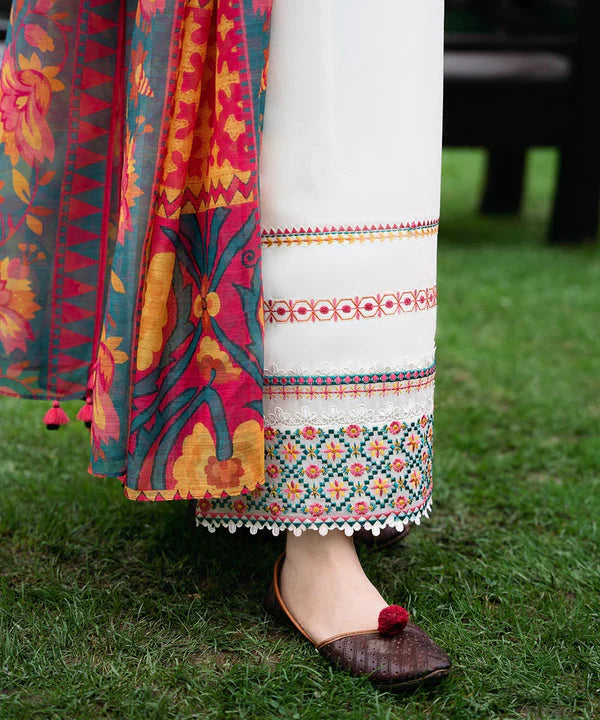 SAPPHIRE- 3PC DHANAK EMBROIDERED SHIRT WITH WOOL PRINT SHAWL AND TROUSER-TANA-1722