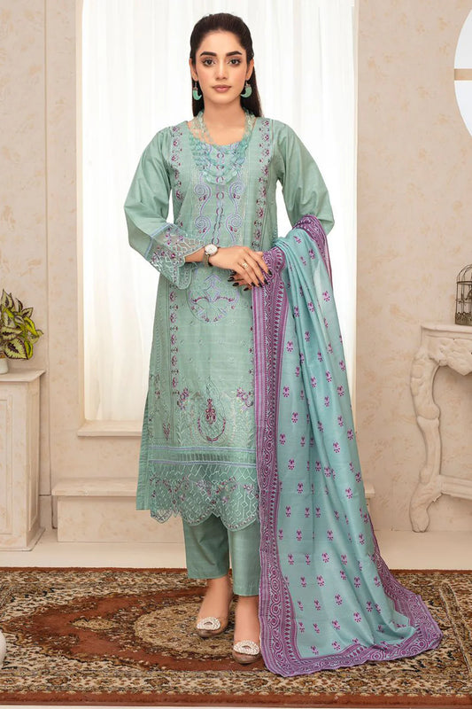 TANA BANA-WINTER COTTON 3PC EMBROIDERED SHIRT WITH DORIA PRINTED SHAWL-TANA-1692