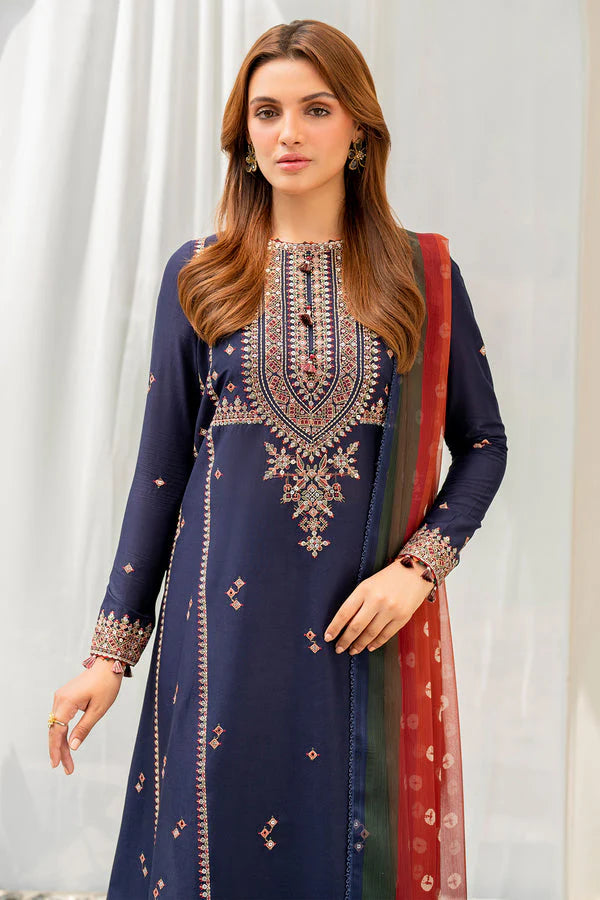 JAZMIN - 3PC LAWN EMBROIDERED SHIRT WITH DIAMOND PRINT DUPATTA AND TROUSER-TANA-5291