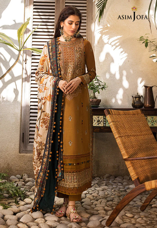 ASIM JOFA-3PC LAWN EMBROIDERED WITH COTTON SILK PTINT DUPATTA-TANA-5232