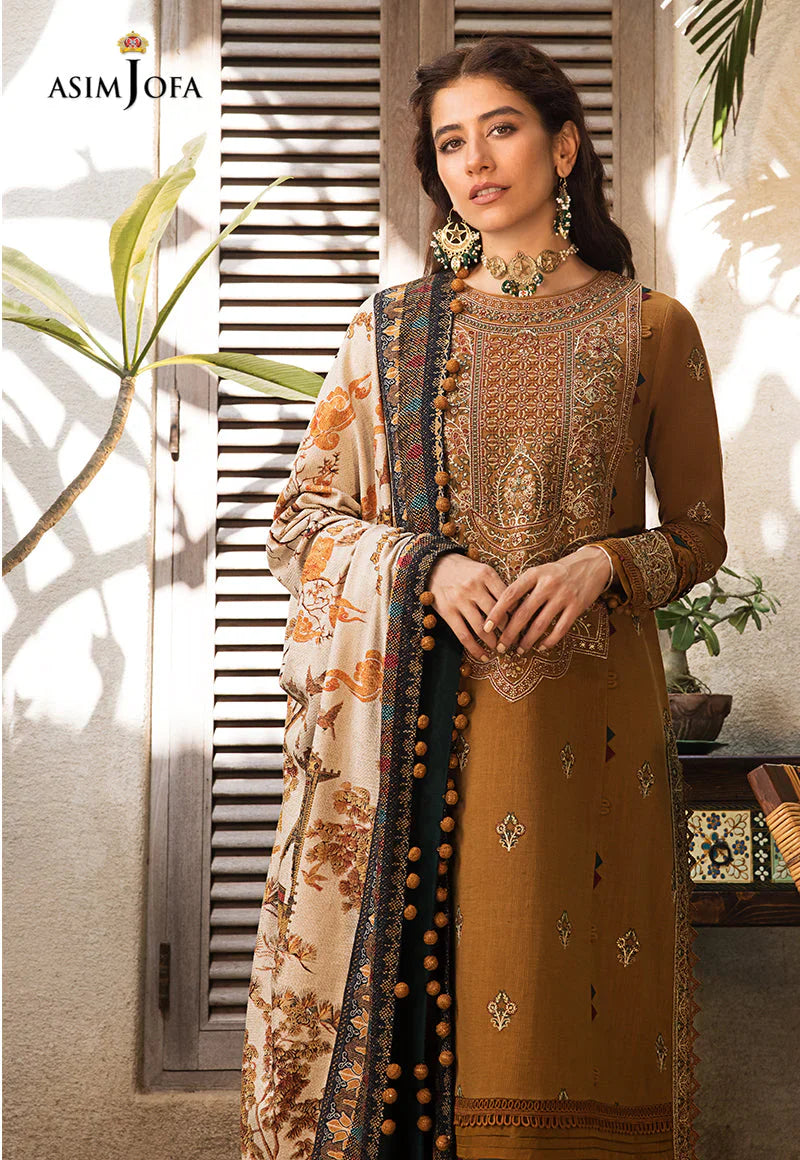 ASIM JOFA-3PC LAWN EMBROIDERED WITH COTTON SILK PTINT DUPATTA-TANA-5232