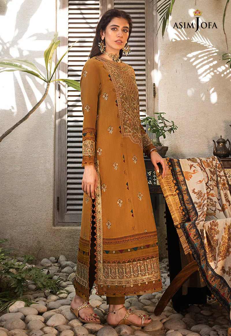 ASIM JOFA-3PC LAWN EMBROIDERED WITH COTTON SILK PTINT DUPATTA-TANA-5232