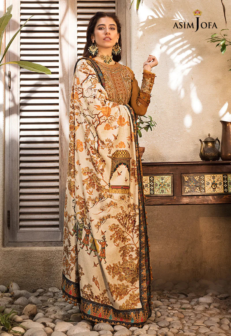 ASIM JOFA-3PC LAWN EMBROIDERED WITH COTTON SILK PTINT DUPATTA-TANA-5232