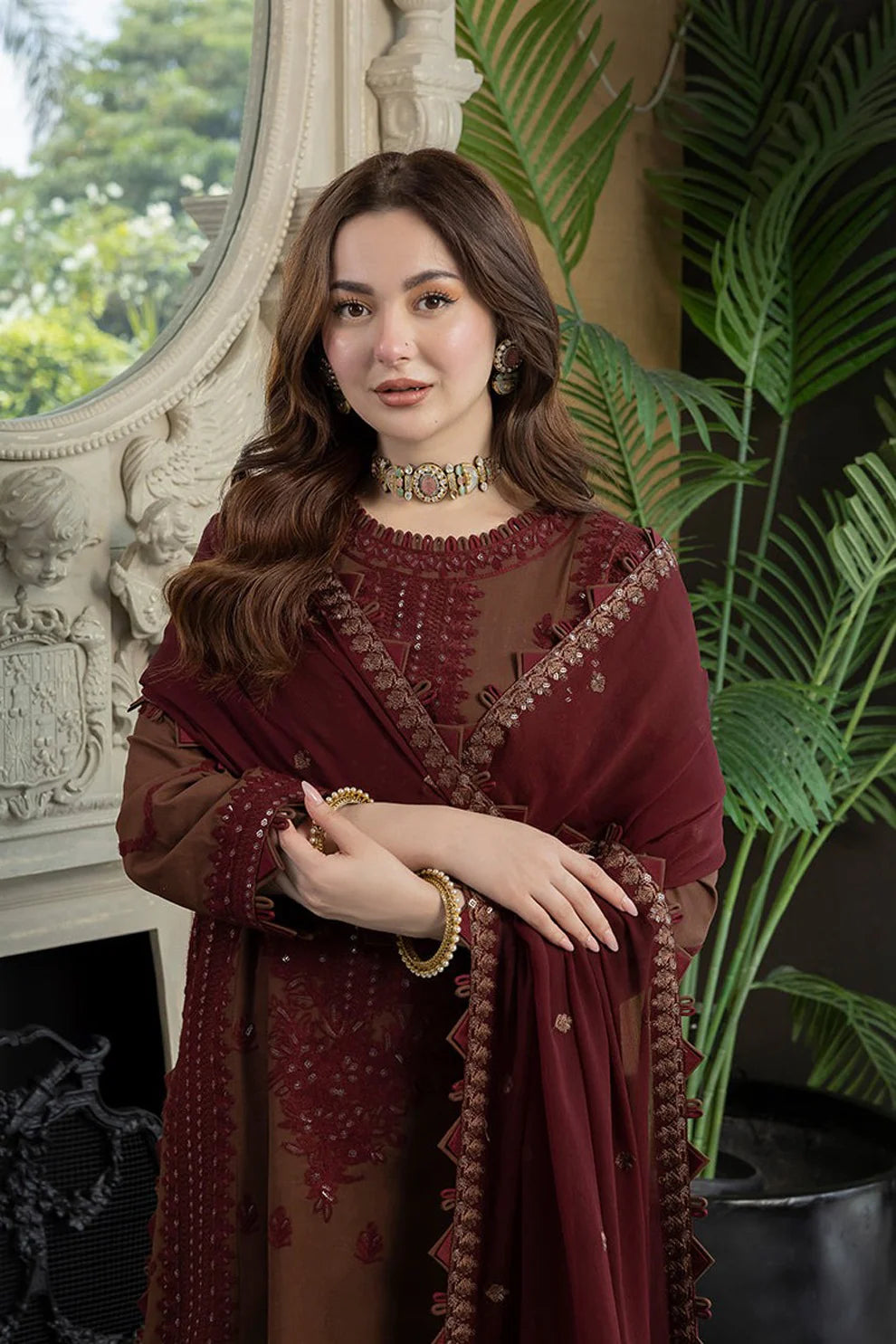 ASIM JOFA- 3PC LAWN EMBROIDERED SHIRT WITH BAMBER CHIFFON EMBROIDERED DUPATTA AND TROUSER-TANA-5216