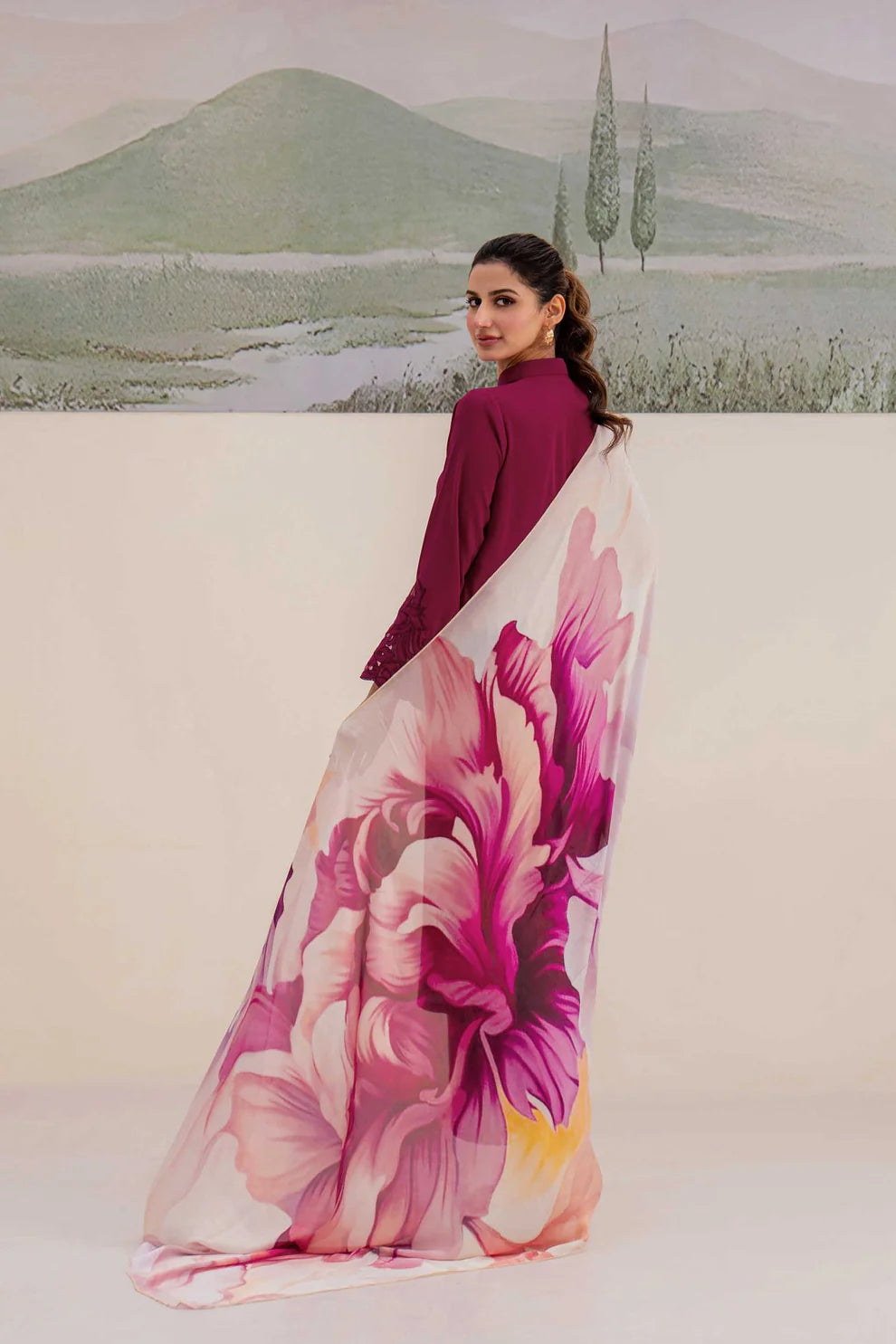 NATASHA KAMAL - 3PC LAWN SHIRT WITH SOFT SILK PRINTED DUPATTA AND TROUSER-TANA-2831