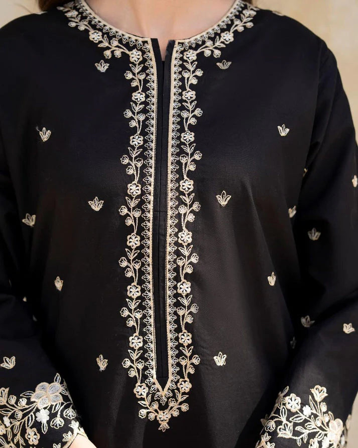 RIWAJ TAN 2PC EMBROIDERED SHIRT WITH EMBROIDERED SLEEVES WITH EMBROIDERED TROUSER-TANA-5457