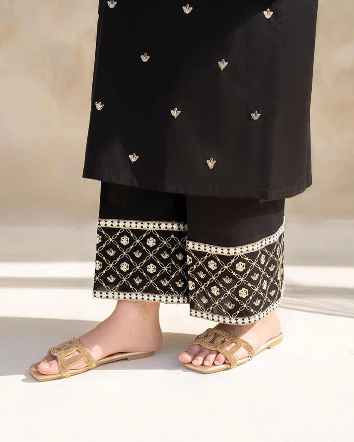 RIWAJ TAN 2PC EMBROIDERED SHIRT WITH EMBROIDERED SLEEVES WITH EMBROIDERED TROUSER-TANA-5457