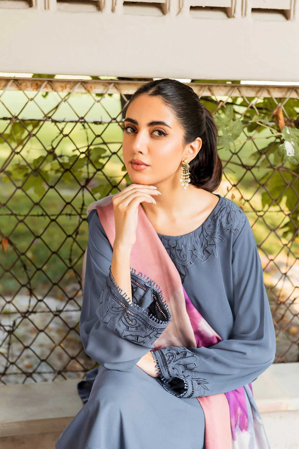 NATASHA KAMAL - 3PC LAWN EMBROIDERED SHIRT WITH PURE SILK PRINT DUPATTA AND TROUSER-TANA-5268