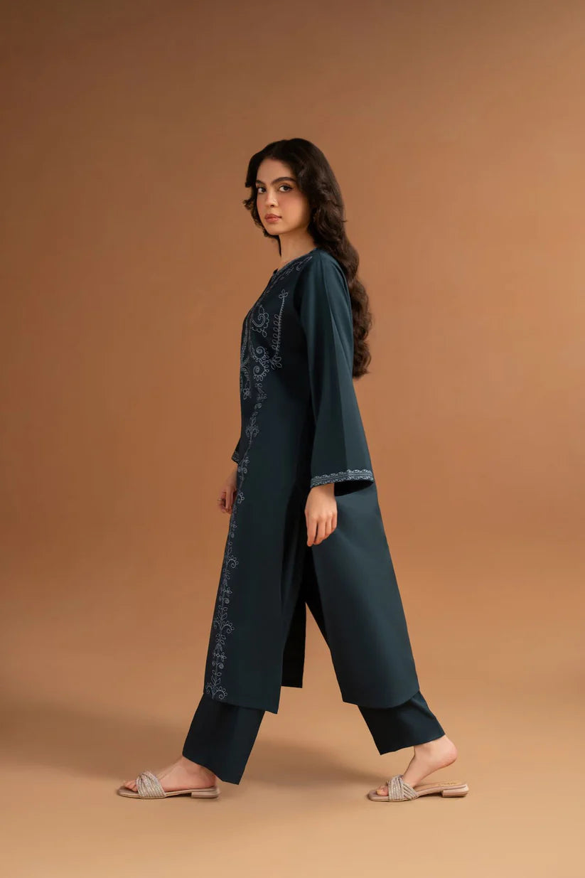 LAZULI-2PC DHANAK EMBROIDRED SHIRT WITH DHANAK TROUSER-TBF-1744