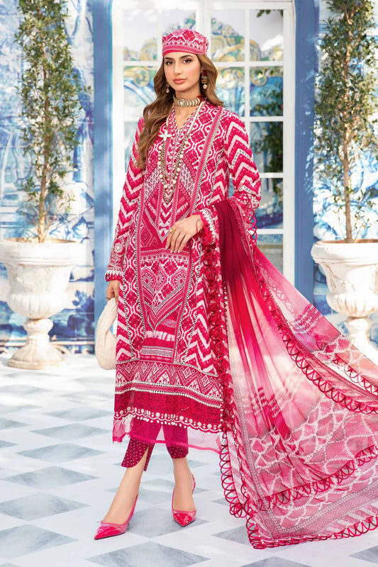 MARIA.B- LAWN 3PC PRINT WITH DIAMOND PRINT DUPATTA AND PRINT-TANA-4014