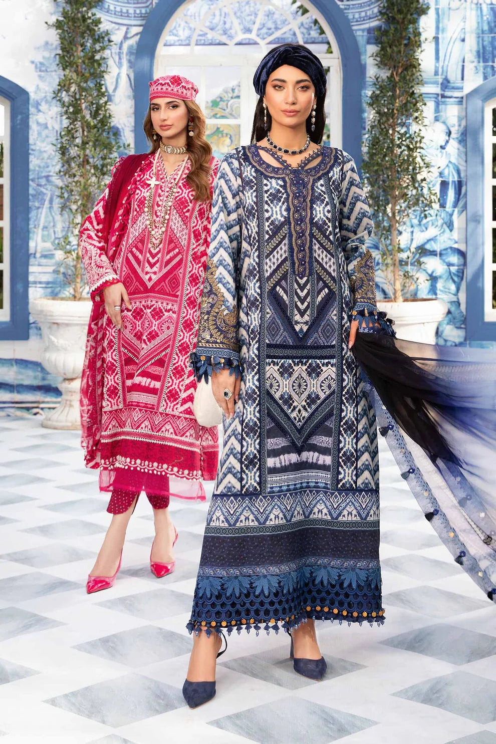 MARIA.B- LAWN 3PC PRINT WITH DIAMOND PRINT DUPATTA AND PRINT-TANA-4014