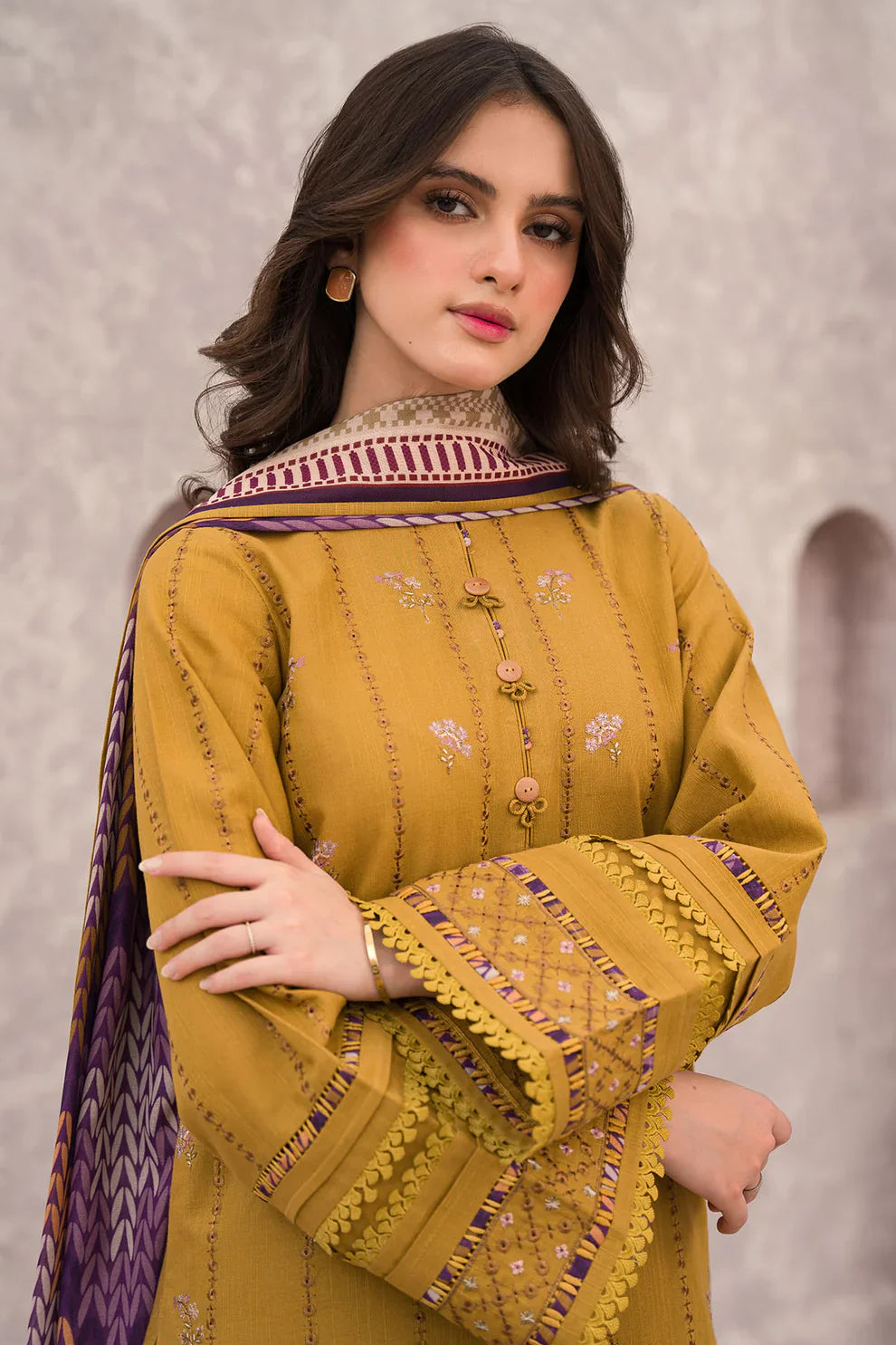 JAZMIN 3PC LAWN EMBROIDERED WITH COTTON SILK PRINT DUPATTA- TANA-5221