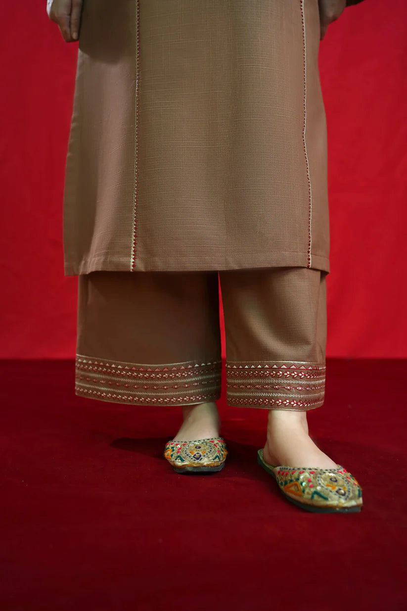 URGE-2PC DHANAK EMBROIDRED SHIRT WITH DHANAK EMBROIDRED TROUSER-TBF-1771`