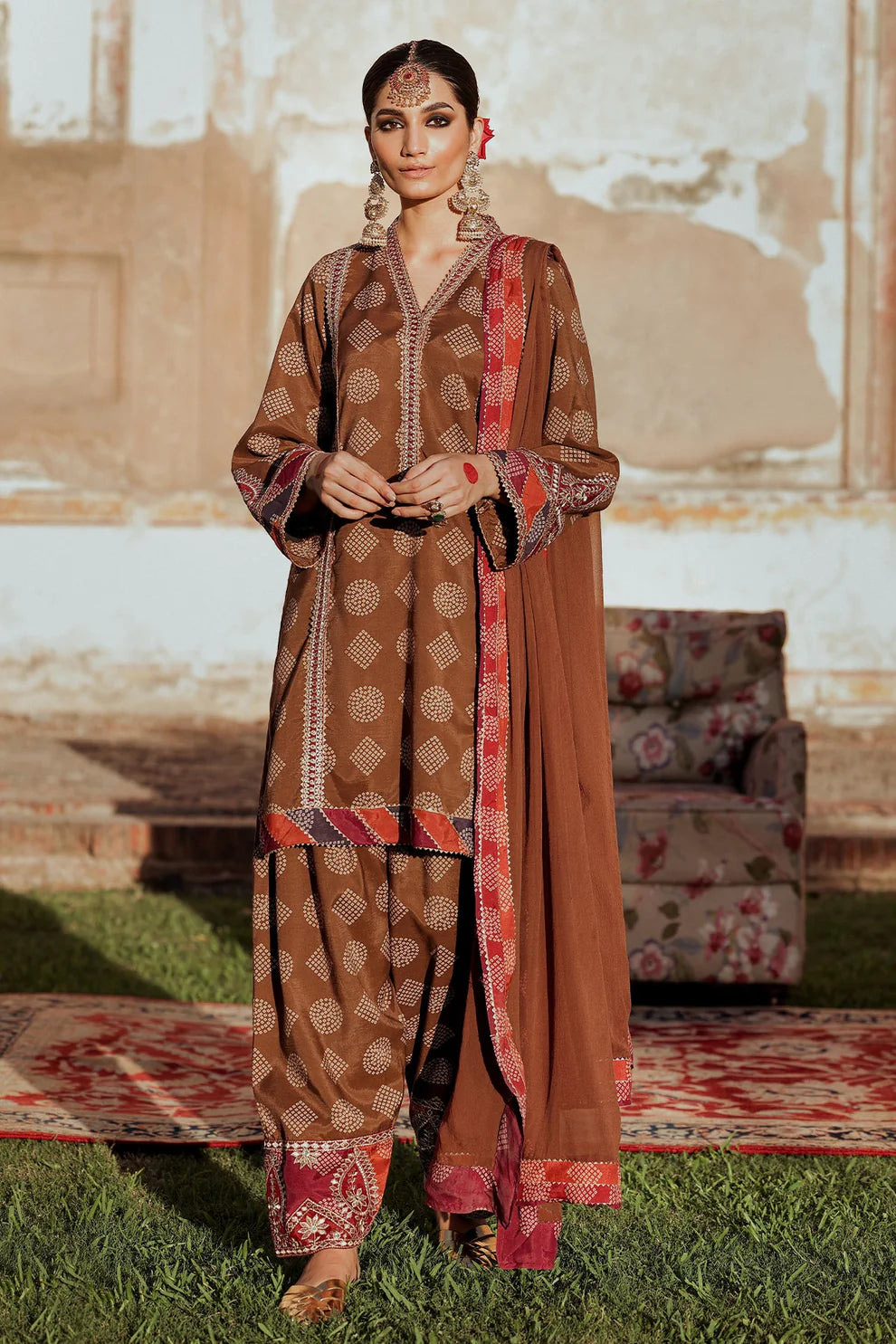 CHARIZMA- 3PC KARANDI PRINTED SHIRT WITH KARANDI PRINTED DUAPTTA AND TROUSER-TANA-1712