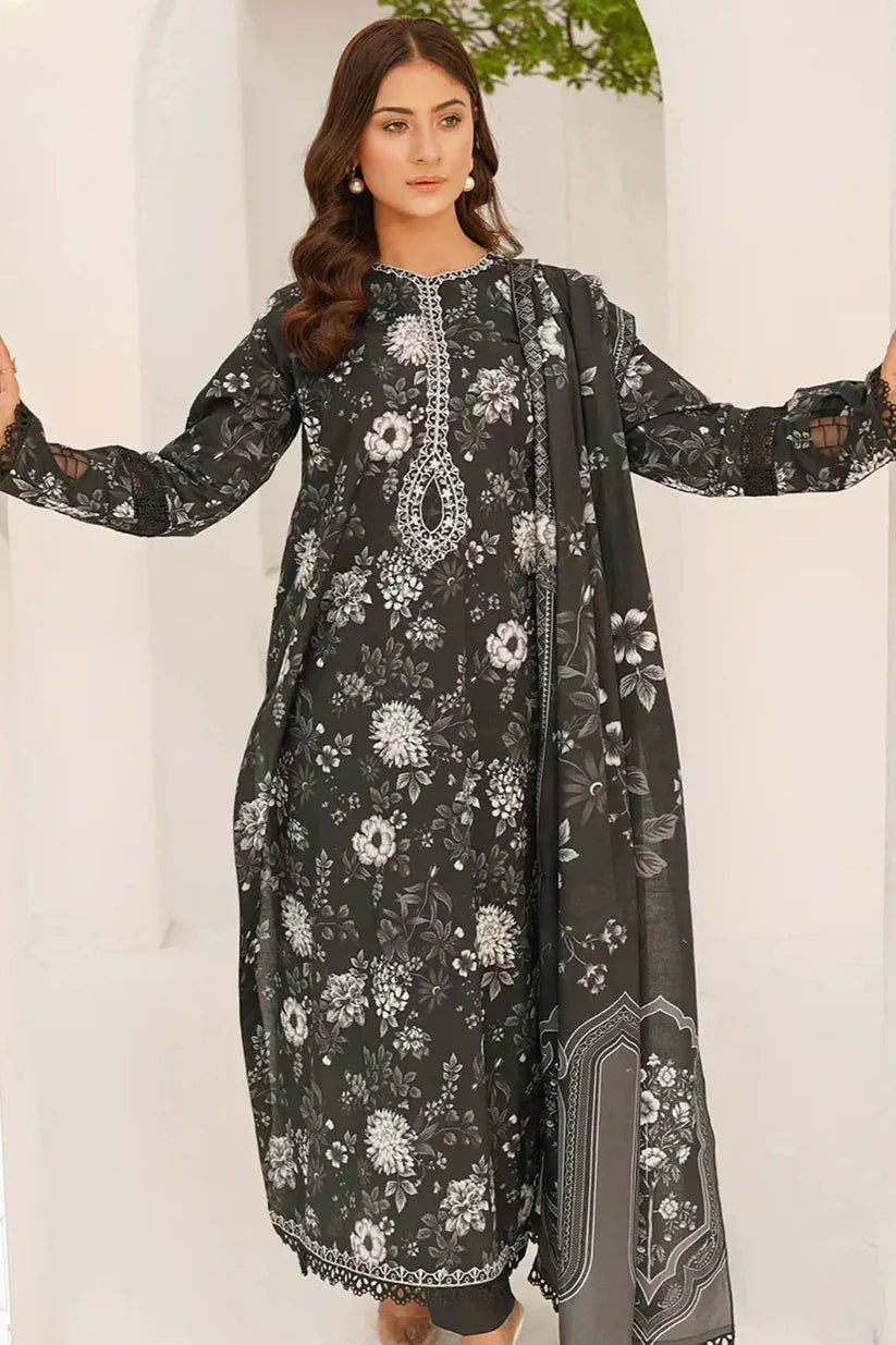 Charizma-3pc Kranadi Print Shirt With Karandi Print Shawl And Trouser-TBF-1731`