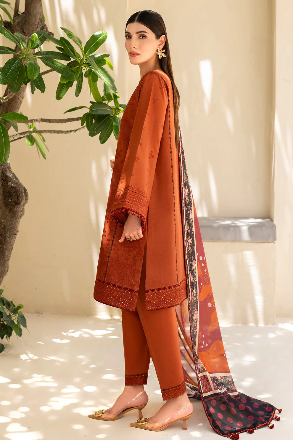 JAZMIN- 3PC LAWN EMBROIDERED SHIRT WITH DIAMOND PRINT DUPATTA -TANA-5241