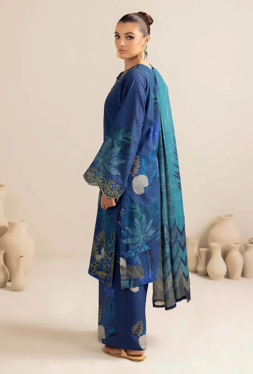 ADAN LIBAAS-3PC KARANDI PRINTED EMBROIDERED SHIRT WITH KARANDI PRINTED SHAWL AND KARANDI PRINTED TROUSER-1770