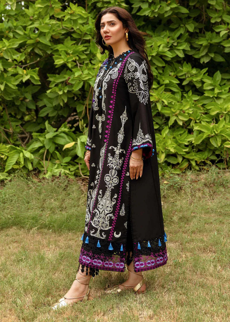 SIRAA BY SADAF-3PC LAWN EMBROIDERED SHIRT WITH DIAMOND PRINTED DUPATTA AND TROUSER