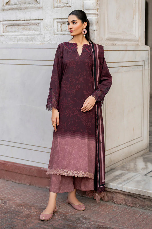 BAROUQUE- 3PC KARANDI PRINTED SHIRT WITH KARANDI PRINTED DUAPTTA AND TROUSER-TANA-1721