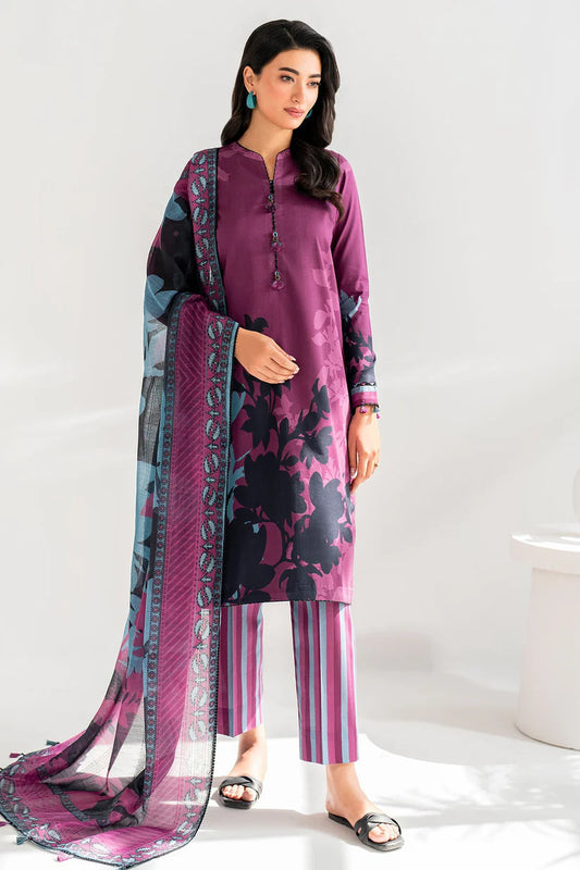 Jazmin-3pc Kranadi Print Shirt With Karandi Print Shawl And Trouser-TBF-1728