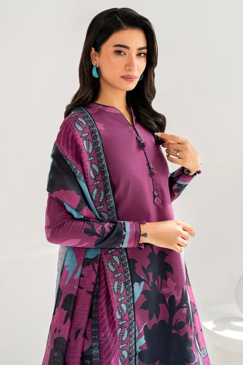 Jazmin-3pc Kranadi Print Shirt With Karandi Print Shawl And Trouser-TBF-1728