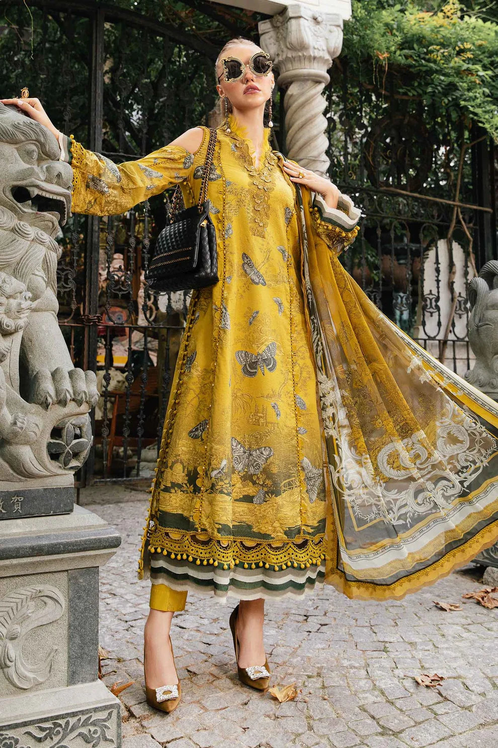 MARIA B- 3PC KARANDI PRINTED EMBROIDERED SHIRT WITH KARANDI PRINTED SHAWL AND KARANDI PRINTED TROUSER-TANA-1680