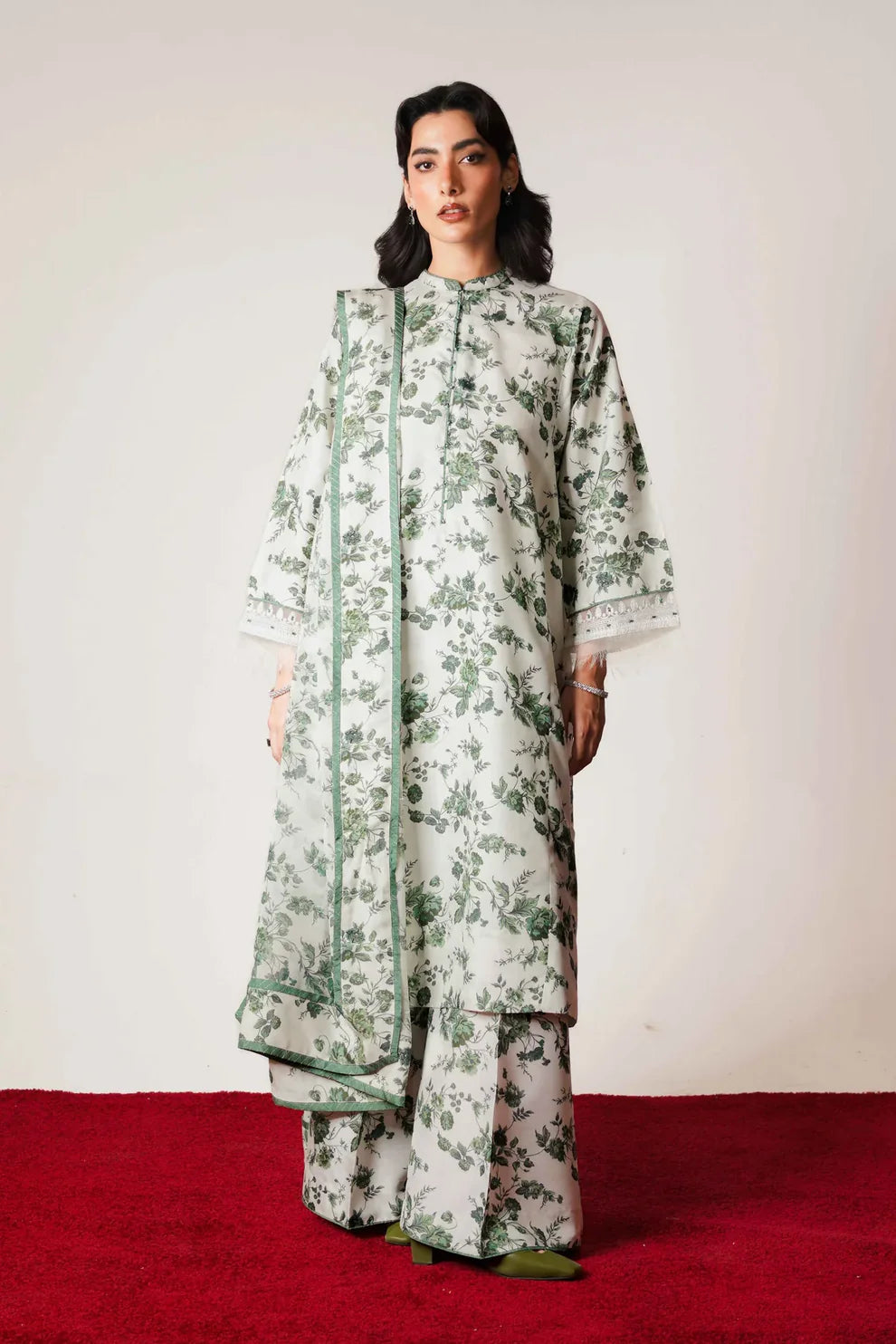 ZARA SHAHJAHAN-KARANADI 3PC PRINT WITH KARANDI PRINT SHAWL-TANA-1511