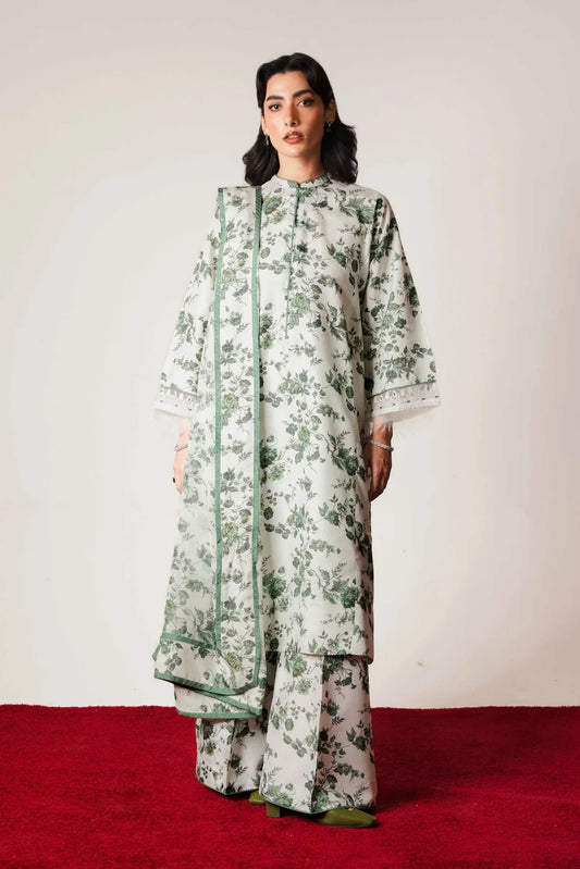 ZARA SHAHJAHAN-KARANADI 3PC PRINT WITH KARANDI PRINT SHAWL-TANA-1511