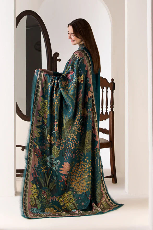 SOBIA NAZIR- 3PC DHANAK EMBROIDERED SHIRT WITH WOOL PRINT SHAWL AND TROUSER-TBF-1901