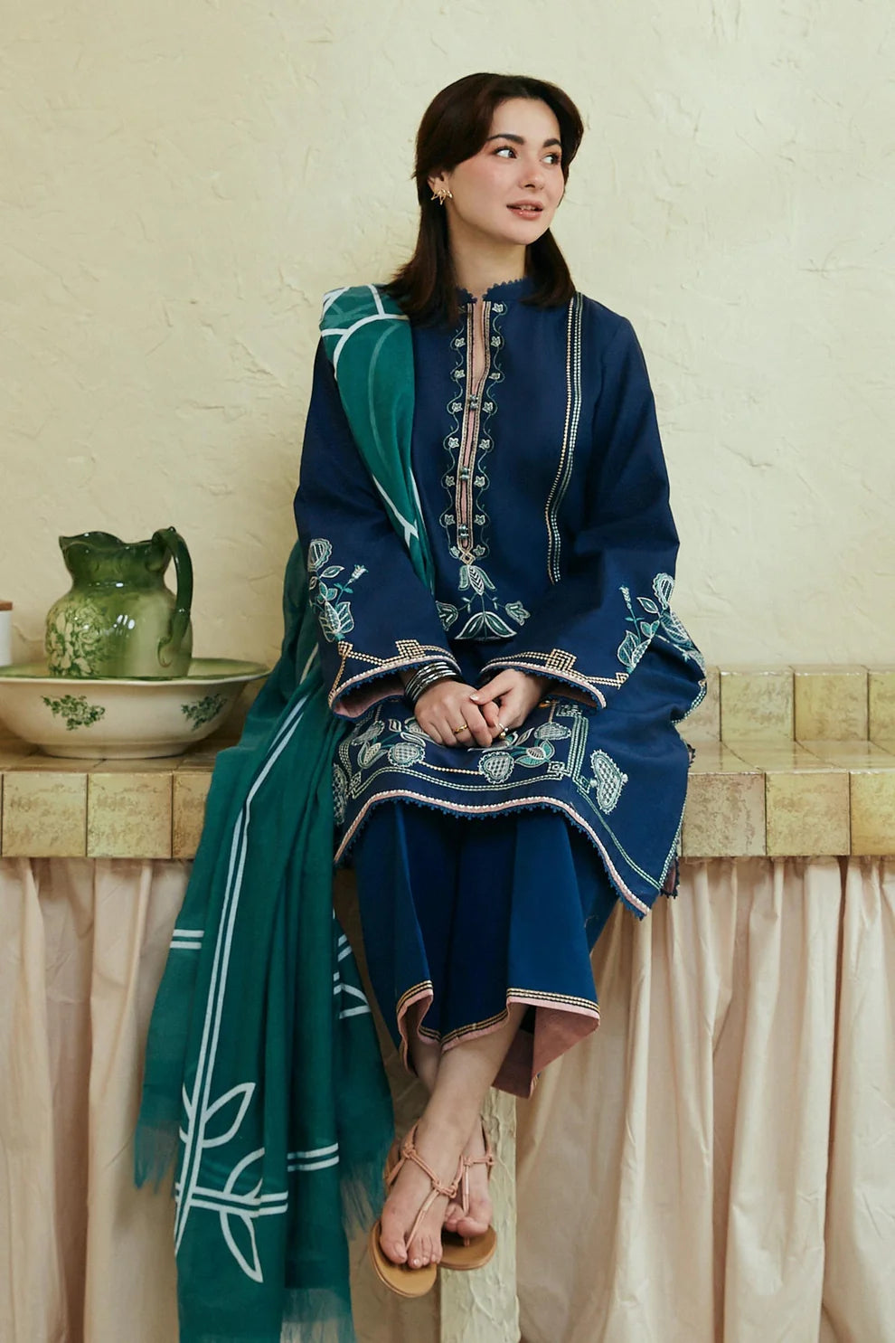 ZARA SHAH JAHAN - 3PC LAWN EMBROIDERED SHIRT WITH PRINTED DUPATTA AND TROUSER- TANA-5236