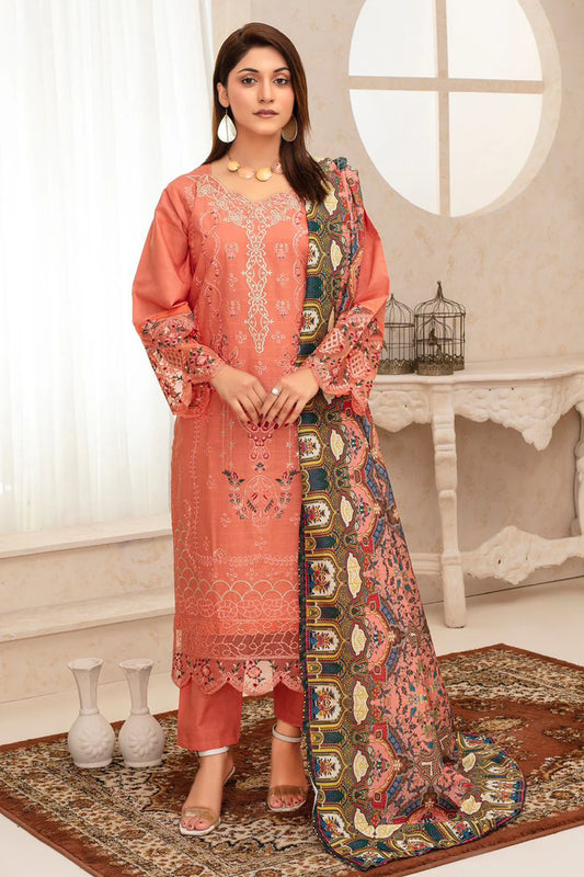 TANA BANA -WINTER COTTON 3PC EMBROIDERED SHIRT WITH DORIA PRINTED SHAWL-TANA-1694