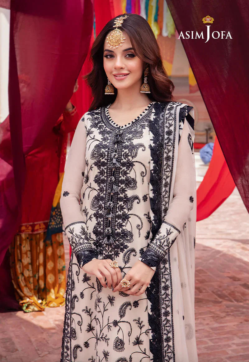 ASIM JOFA - 3PC LAWN EMBROIDERED SHIRT WITH ORGNAZA EMBROIDERED DUPATTA AND TROUSER-TANA-5278