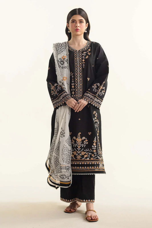 ZAHRA SHAHJAHAN- 3PC LAWN EMBROIDERED SHIRT WITH DIAMOND PRINT DUPATTA- TANA-5254