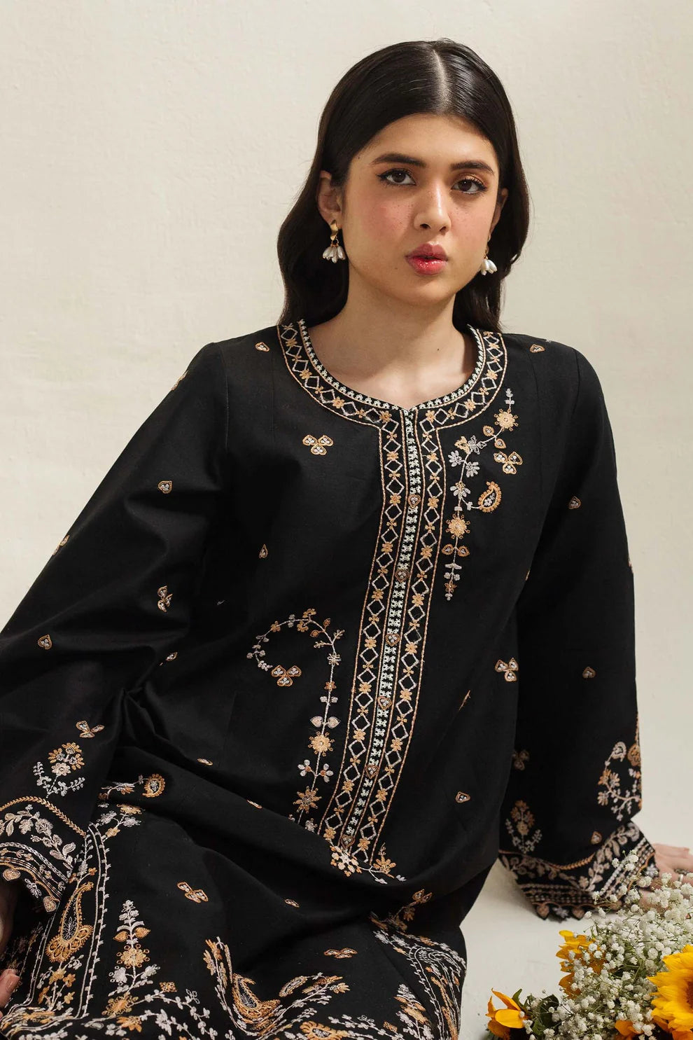 ZAHRA SHAHJAHAN- 3PC LAWN EMBROIDERED SHIRT WITH DIAMOND PRINT DUPATTA- TANA-5254