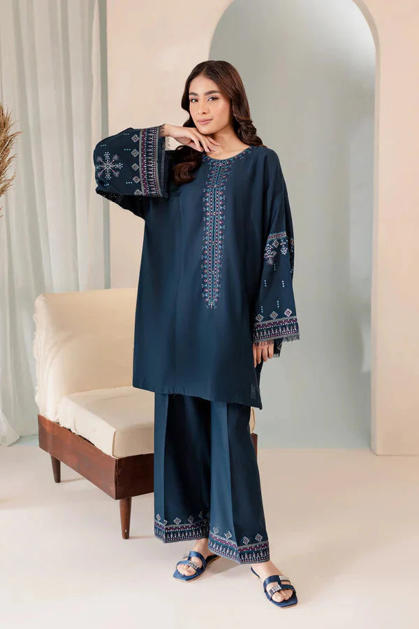 JAMIZ-2PC DHANAK EMBROIDRED SHIRT WITH AND TROUSER-TANA-1627