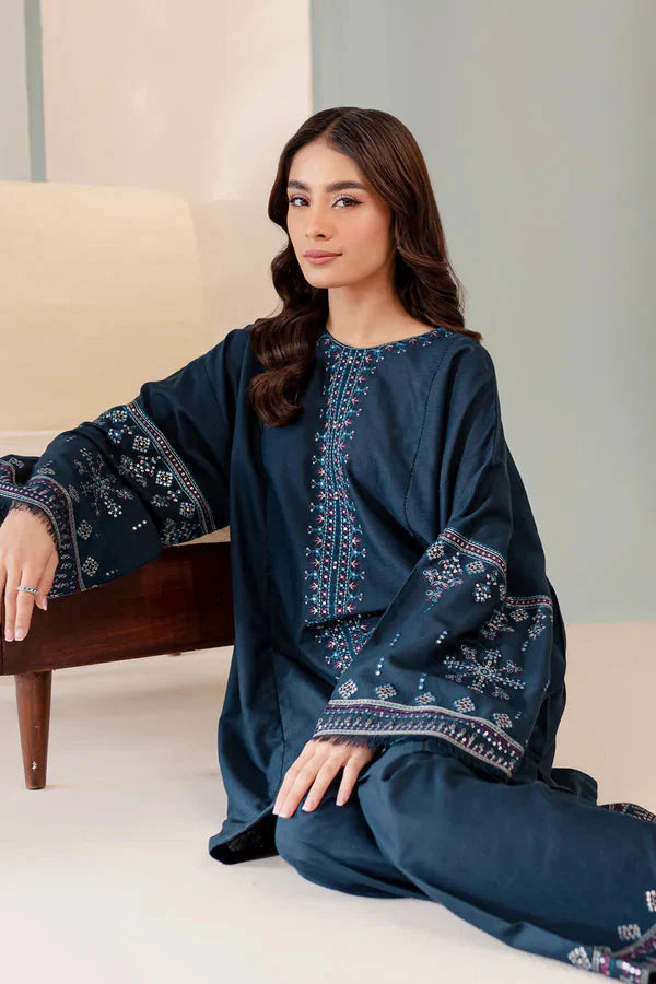 JAMIZ-2PC DHANAK EMBROIDRED SHIRT WITH AND TROUSER-TANA-1627