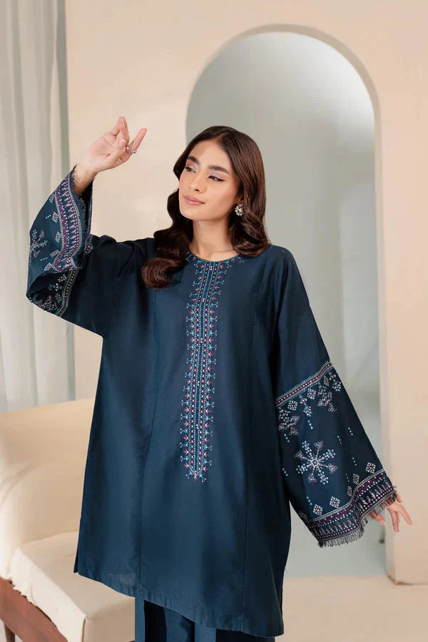 JAMIZ-2PC DHANAK EMBROIDRED SHIRT WITH AND TROUSER-TANA-1627